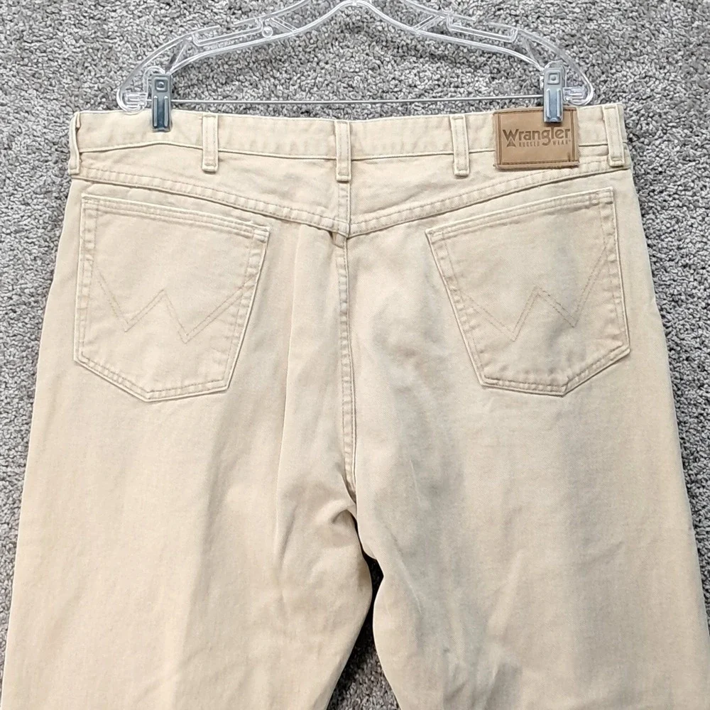 Wrangler Rugged Wear Mens Tan Khaki Relaxed Fit Cotton Pants 40x30 35002WH